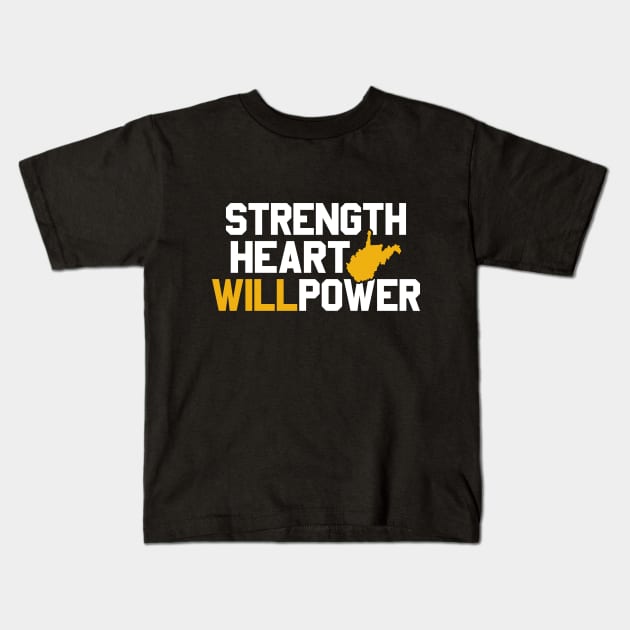 West Virginia Strength Heart Willpower Kids T-Shirt by TheStuffHut